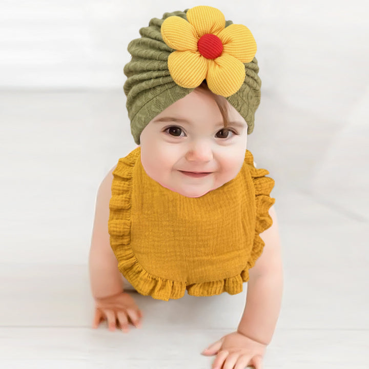 Newborn Baby Hat & Bib Set - Muslin Drool Bibs