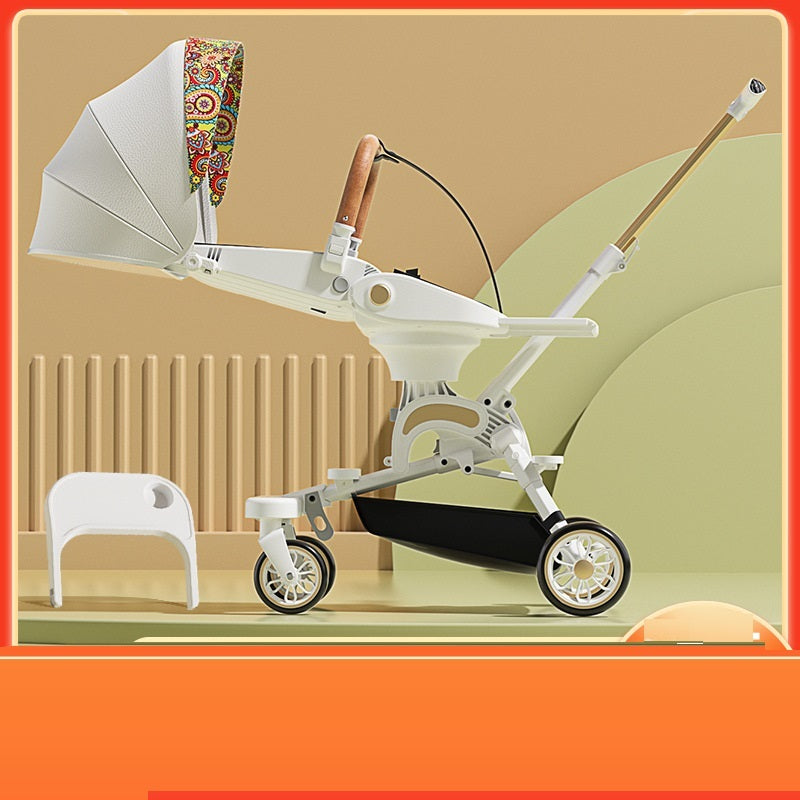 Can Sit And Lie Flat Two-way Folding Lightweight Stroller