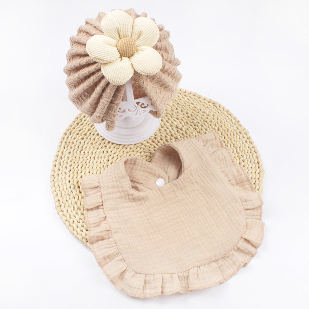 Newborn Baby Hat & Bib Set - Muslin Drool Bibs