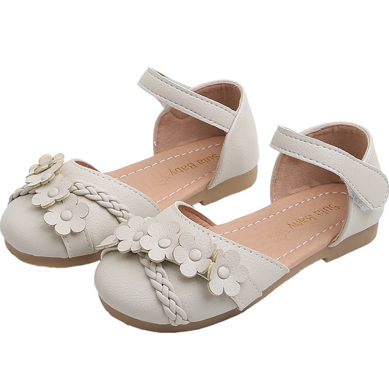 Girls half sandals flowers woven models