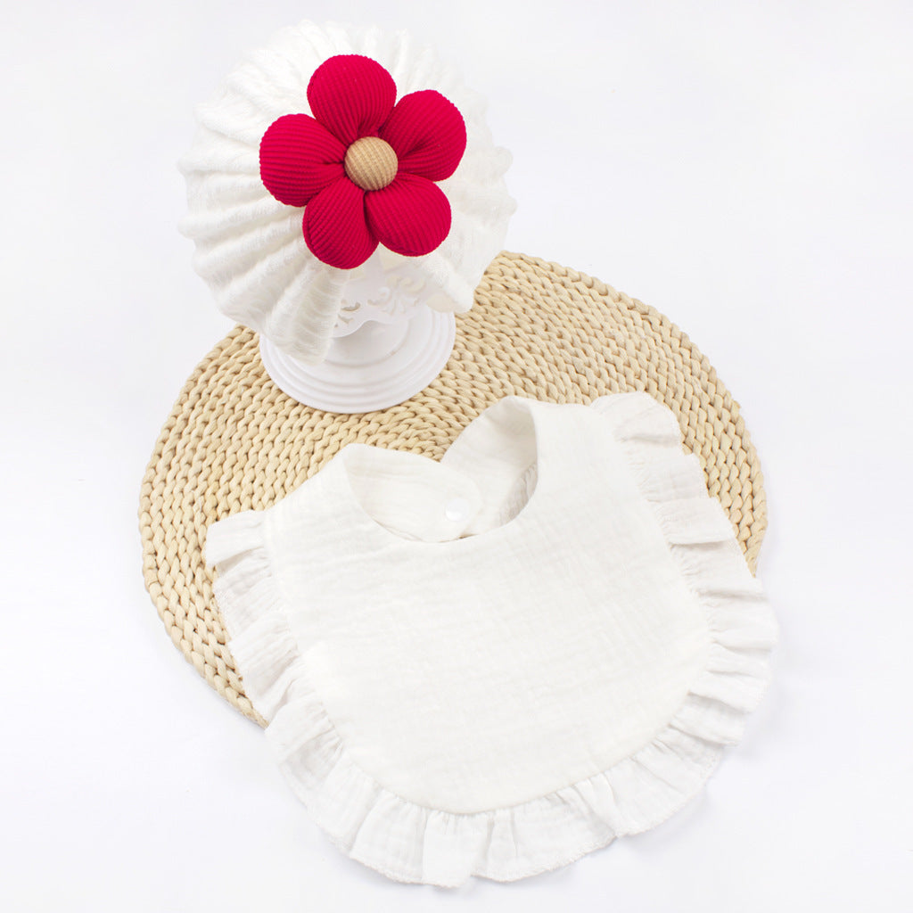 Newborn Baby Hat & Bib Set - Muslin Drool Bibs
