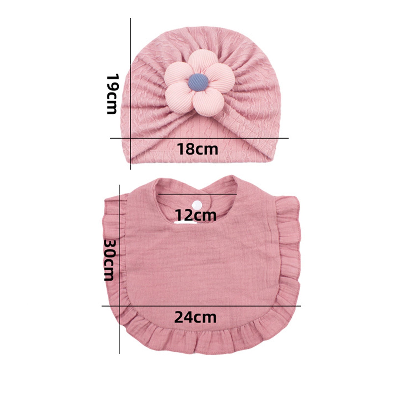 Newborn Baby Hat & Bib Set - Muslin Drool Bibs