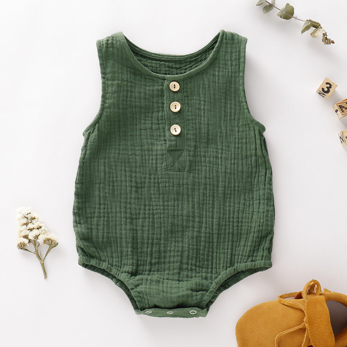 Baby solid color cotton romper