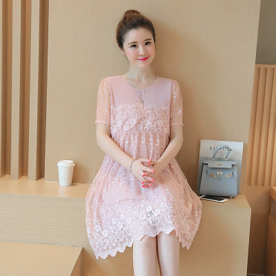 Summer new maternity dress Korean shirt lace