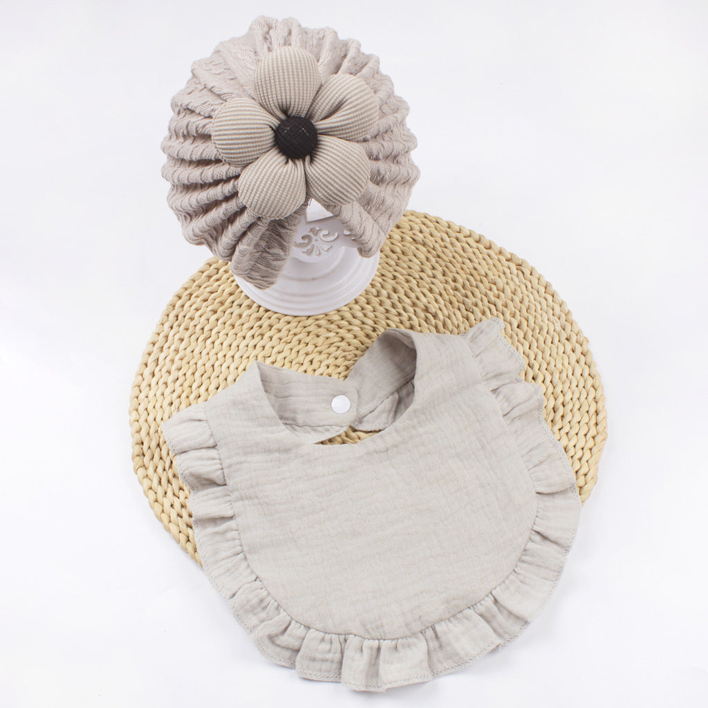 Newborn Baby Hat & Bib Set - Muslin Drool Bibs