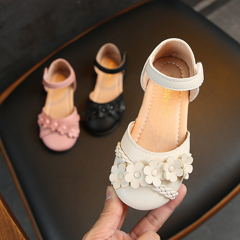Girls half sandals flowers woven models
