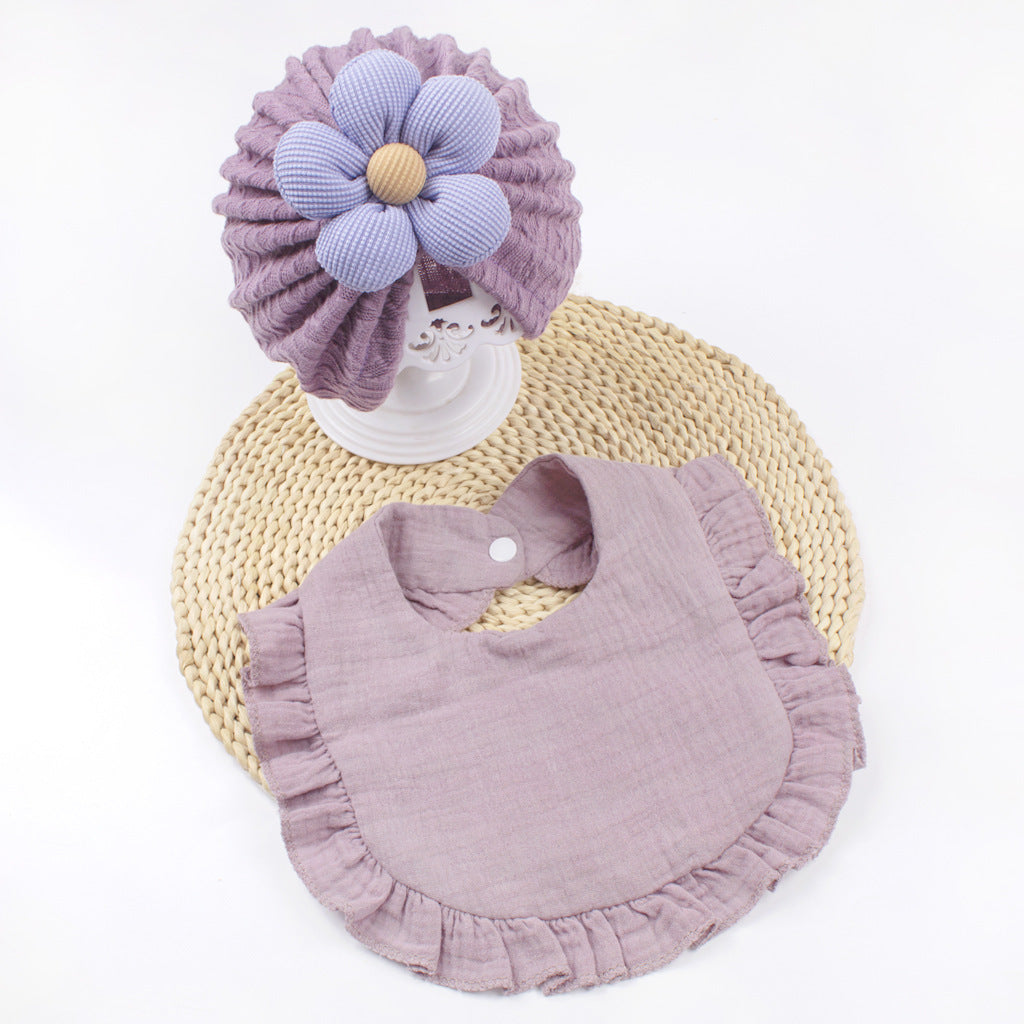 Newborn Baby Hat & Bib Set - Muslin Drool Bibs