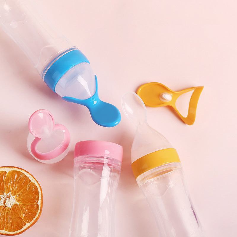 Baby Rice Paste Spoon Feeding Bottle Silicone
