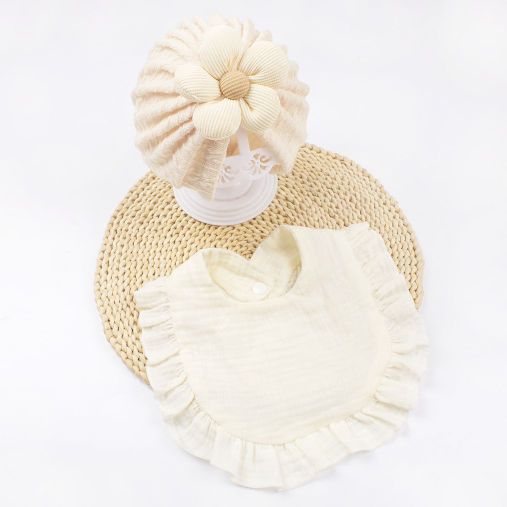 Newborn Baby Hat & Bib Set - Muslin Drool Bibs